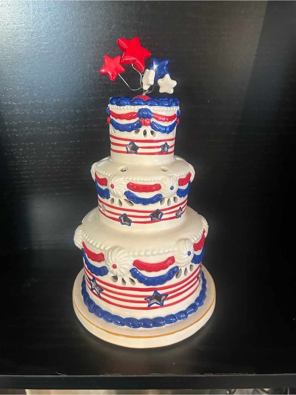Patriotic Red White and Blue Tiered Cake Decoration